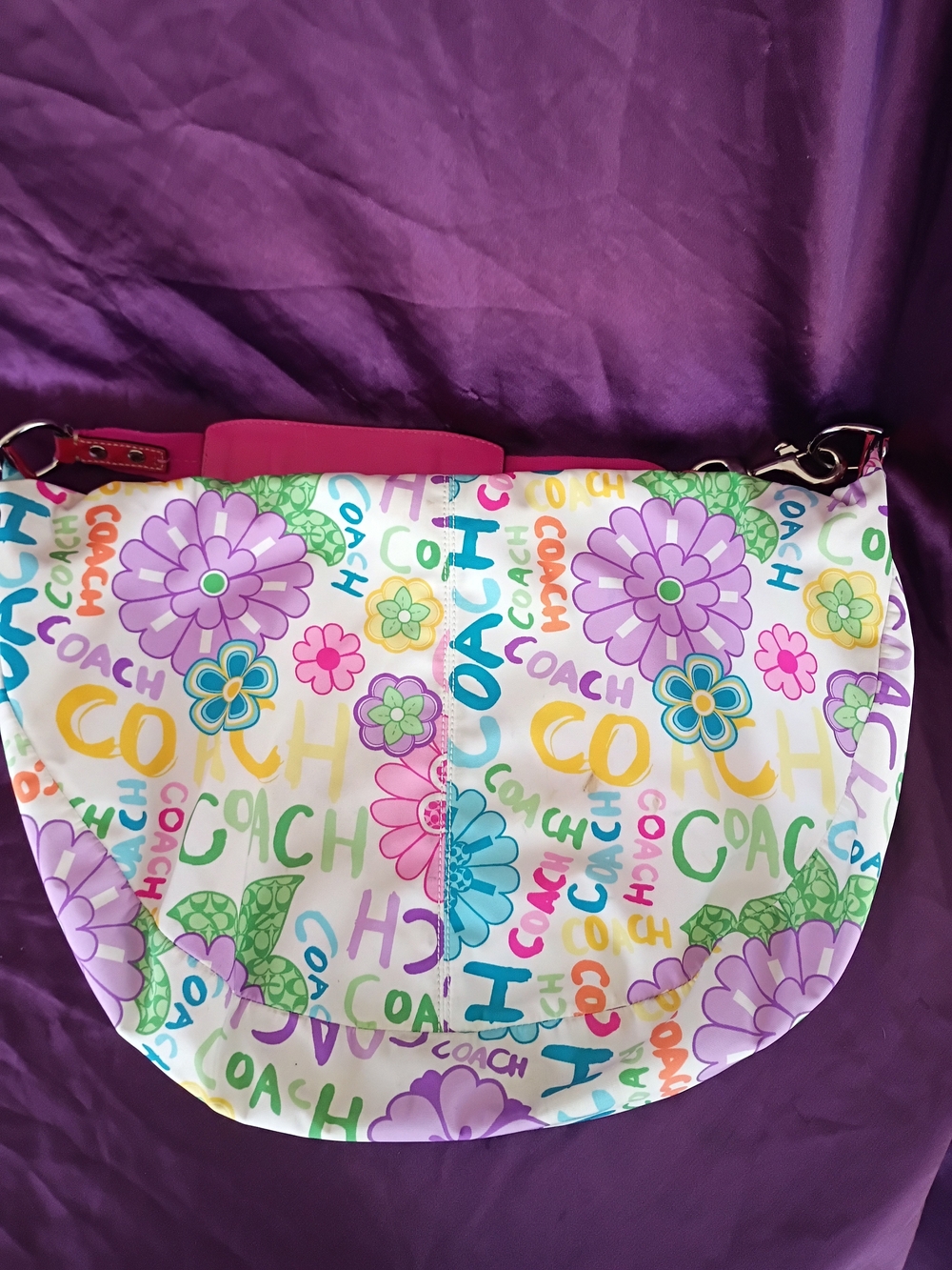 COACH Floral Logo Print Crescent Shoulder Bag in Multicolor - Picture 2 of 13